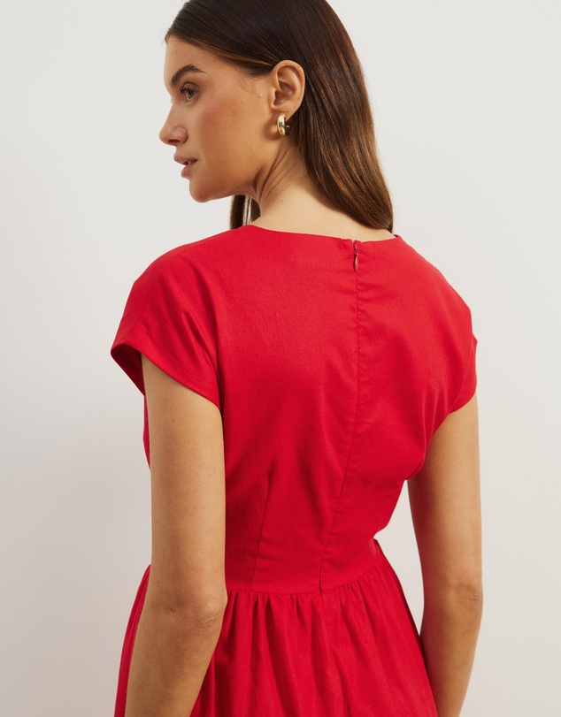 Atmos&Here - Anna Tie Front Linen Blend Maxi Dress