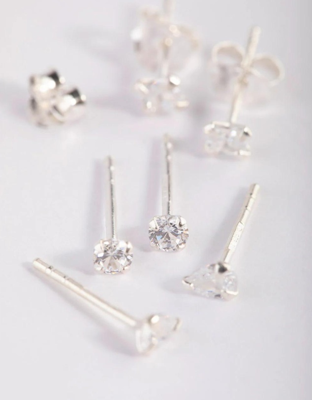 Lovisa - Sterling Silver Cubic Zirconia Stud Earring Pack