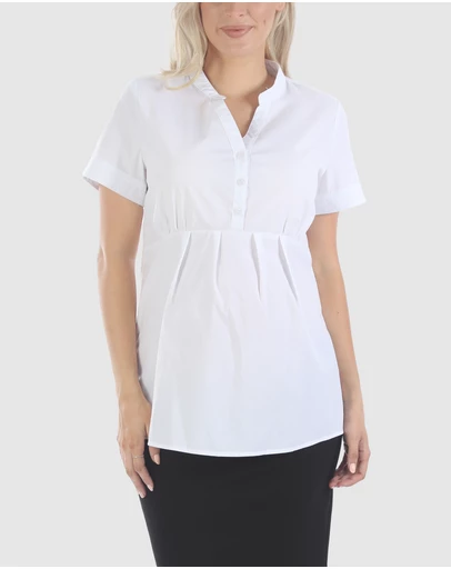 Angel Maternity - Maternity & Nursing Blouse Work Top - White