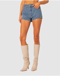 EDIKTED - Bow pocket washed denim shorts
