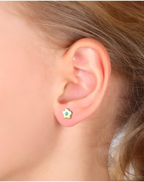 Elli Jewelry - Earrings Kids Flower Crystals 925 Silver Gold Plated