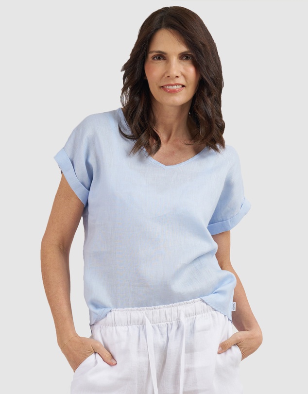 CAMIXA - Martina Linen V-Neck T-shirt