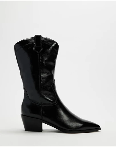 AERE - Rozalia Leather Cowboy Ankle Boots