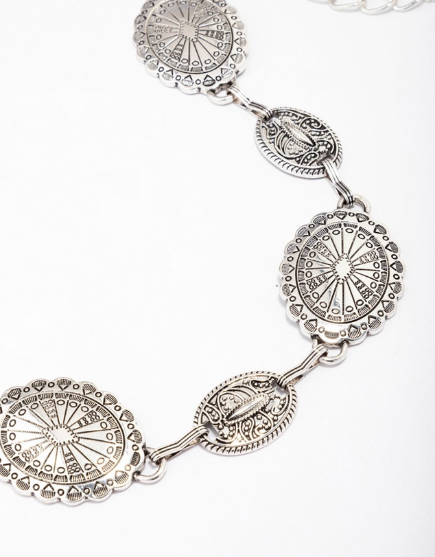 Lovisa - Antique Silver Textured Circular Chain Belt