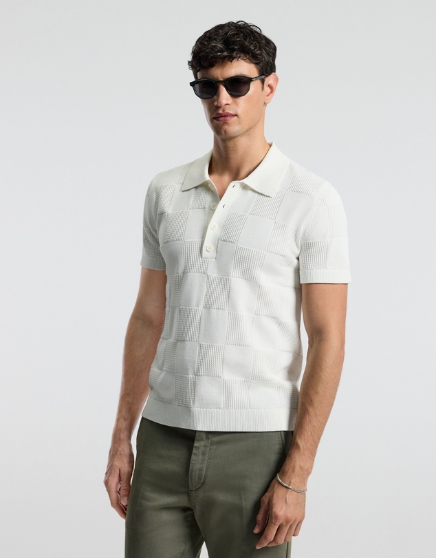 Calibre - Grid Stitch Polo White