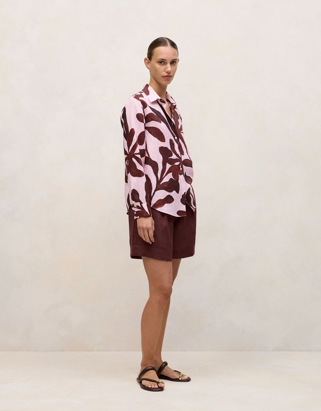 Trenery - Wakame Linen Long Sleeve Shirt in Light Pink