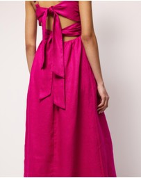 AERE - Raina Tie Back Linen Midi Dress