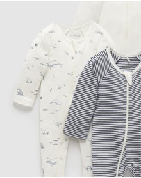 Purebaby - 4 Pack Zip Growsuit-Babies