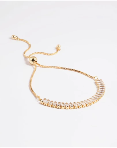 Lovisa - Gold Plated Cubic Zirconia Baguette Toggle Tennis Bracelet