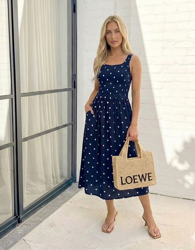 Esther & Co - Torrance Dress - Navy Spot