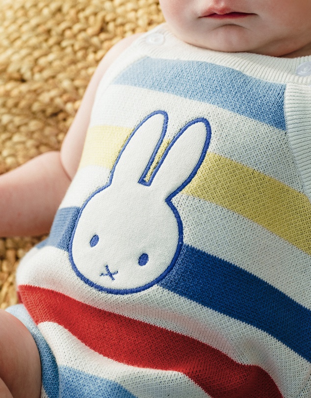 Kynd Baby - Miffy Knit Romper in Multi Stripe