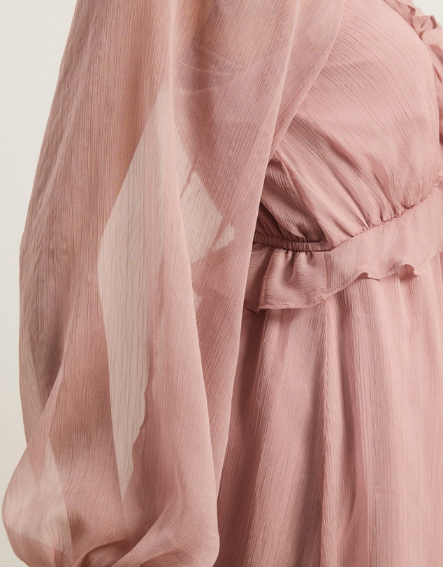 Atmos&Here - Tyla V-Neck Boho Midi Dress with Ruffle Detail