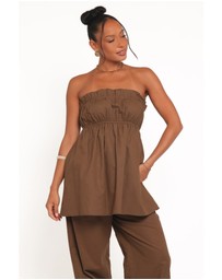 Petal & Pup - Ember Strapless Tunic Top - Brown