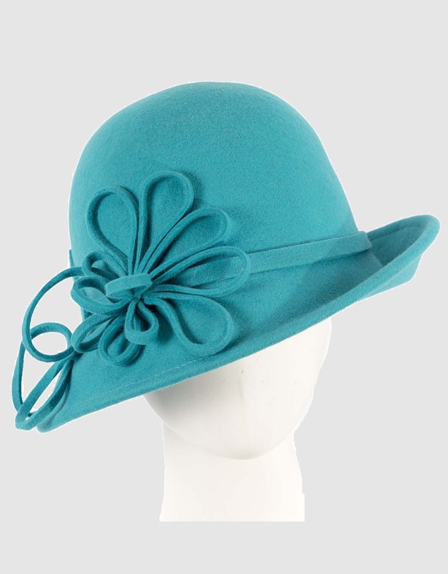 Max Alexander - Winter Felt Turquoise Cloche Hat