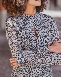 Sosandar - LEOPARD PRINT FIT & FLARE RUFFLE DRESS