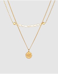 Elli Jewelry - Necklace Layer Coin Boho with Freshwater Pearls in 925 Sterling Silver