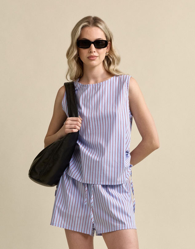 MVN - Side Rouched Striped Top