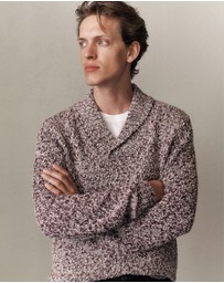 Trenery - Textured Shawl Collar Knit in Red Mahogany