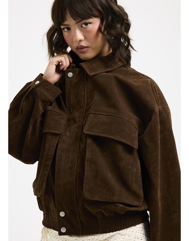 Alice In The Eve - Jen Suede Oversized Patch Pocket Jacket