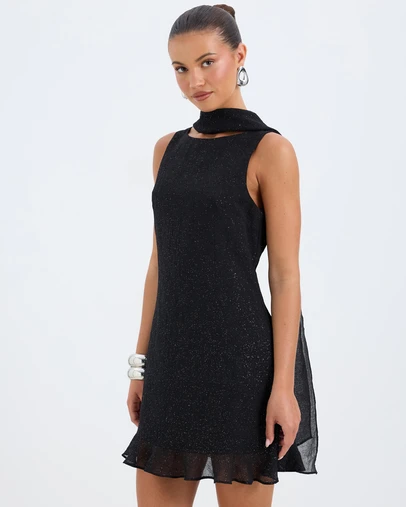 Calli - Lucie Sparkle Sheer Scarf Mini Dress