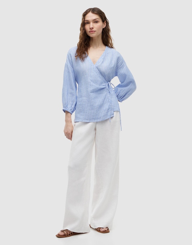 Tommy Hilfiger - Relaxed Fit Pure Linen Wrap Blouse