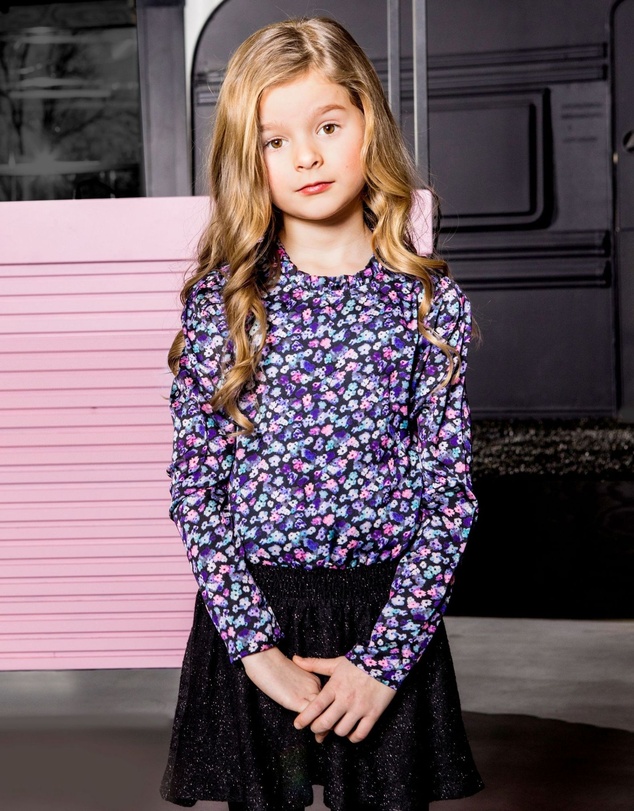 B.Nosy - Long Sleeve Floral Dress with Glitter Skirt - Kids-Teens