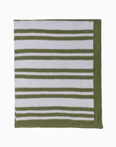 Living Textiles - Chenille Blanket - Stripes Sage