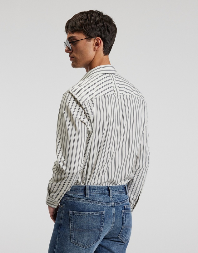 Calibre - Relaxed Cotton Striped Shirt Black Stripe