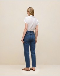 Trenery - High Rise Straight Leg Jean in Mid Blue