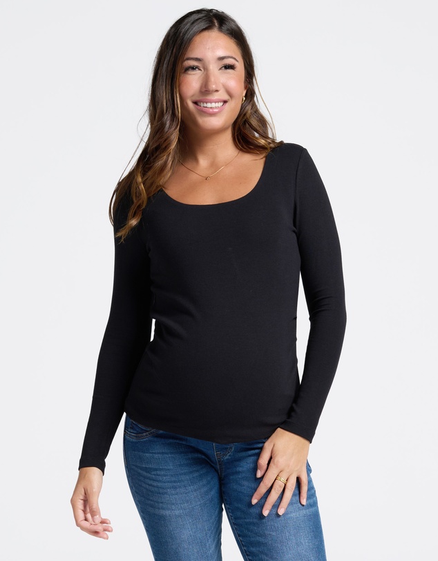 Angel Maternity - Essential Winter Maternity Rib Top in Black