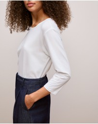 Trenery - Cotton 3/4 Sleeve T-shirt in Marshmallow