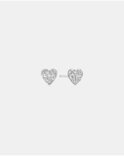 Ania Haie - Ania Haie Silver Pave Heart Stud Earrings