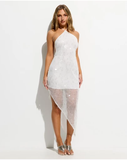Dazie - Vacanza Asymmetric Sequin Halter Midi Dress