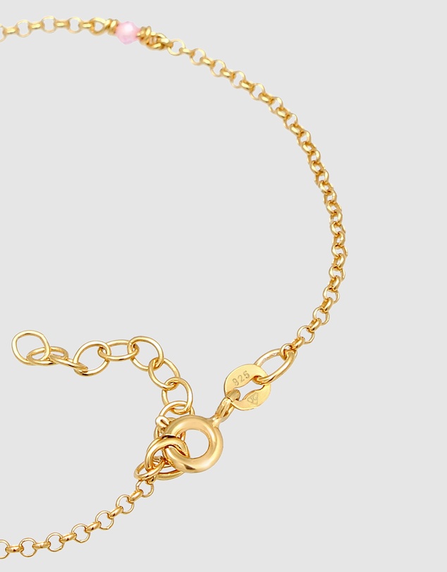 Elli Jewelry - Sun Pink Quartz Bracelet in Gold-Plated 925 Silver