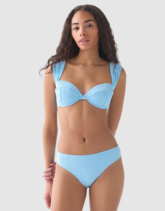 Kate Spade - Seersucker Mid-Rise High Cut Bikini Bottom