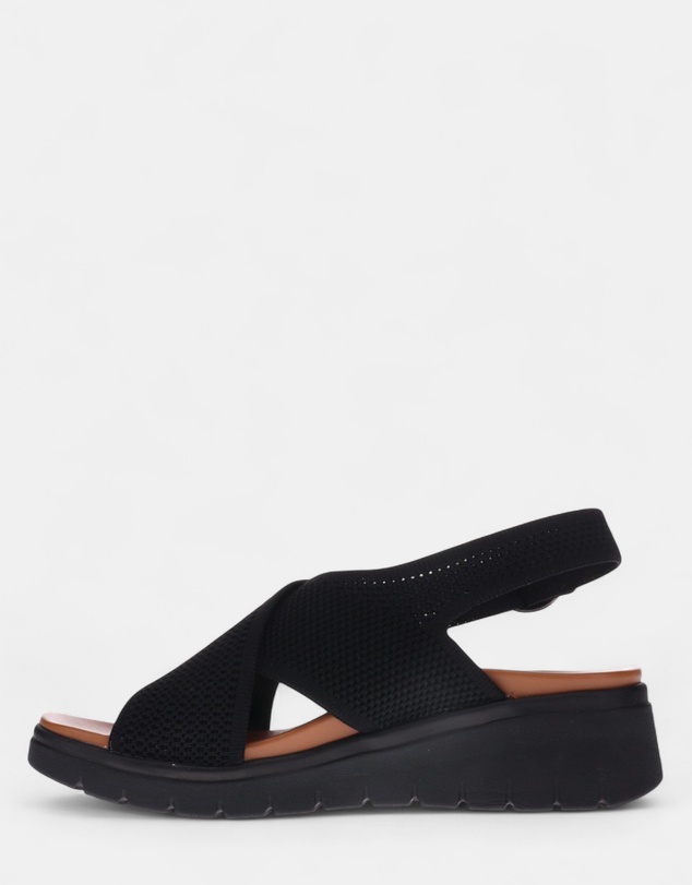Mia Vita - Celia Wedge Sandal - Black/Black