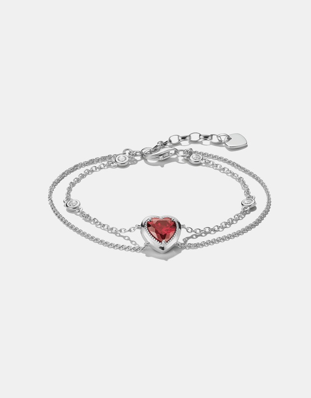 THOMAS SABO - THOMAS SABO Two-Row Bracelet with Red Heart Stone Silver