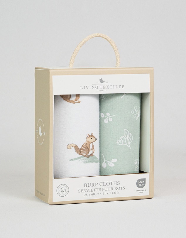 Living Textiles - 2 Pack Organic Burp Cloths - Australiana
