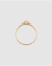 Elli Jewelry - Ring Heart with Zirconia Crystal Pink in 925 Sterling Silver Gold Plated