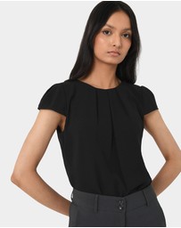 Forcast - Tamera Pleated Round Neck Top