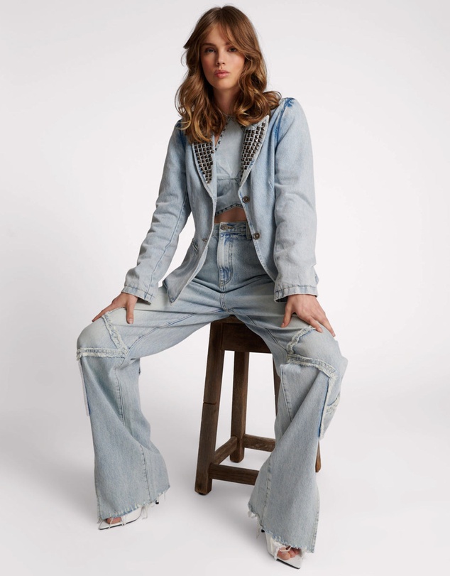 ONE TEASPOON - Diamonde Studded Denim Blazer