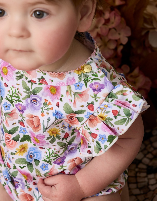 Fleur Harris - 'Heirloom Treasures' Sweet Bubble Romper in Snow Floral