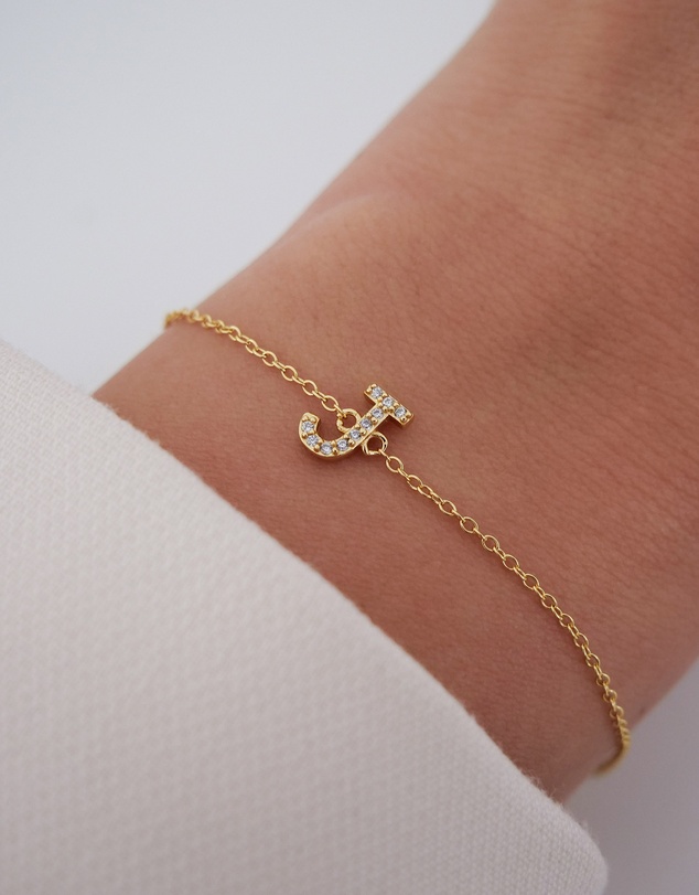 The Silver Collective - A-Z Letter Bracelet Gold - J