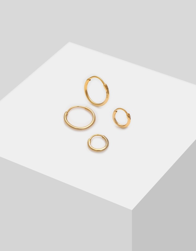 Kuzzoi - ICONIC EXCLUSIVE - Earrings Creole Set Duo Basic in 925 Sterling Silver Gold Plated