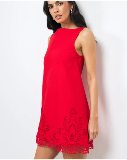 AERE - Elke Embroidered Mini Dress
