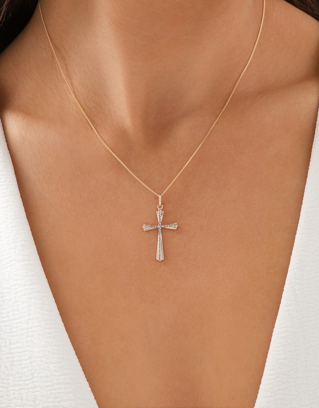 Michael Hill - Cross Pendant in 10kt Yellow & White Gold