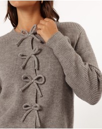 Petal & Pup - Wilde Bow Front Cardigan - Light Grey