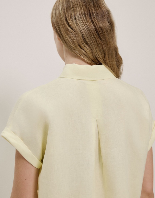 Trenery - Linen Cap Sleeve Shirt in Faint Yellow