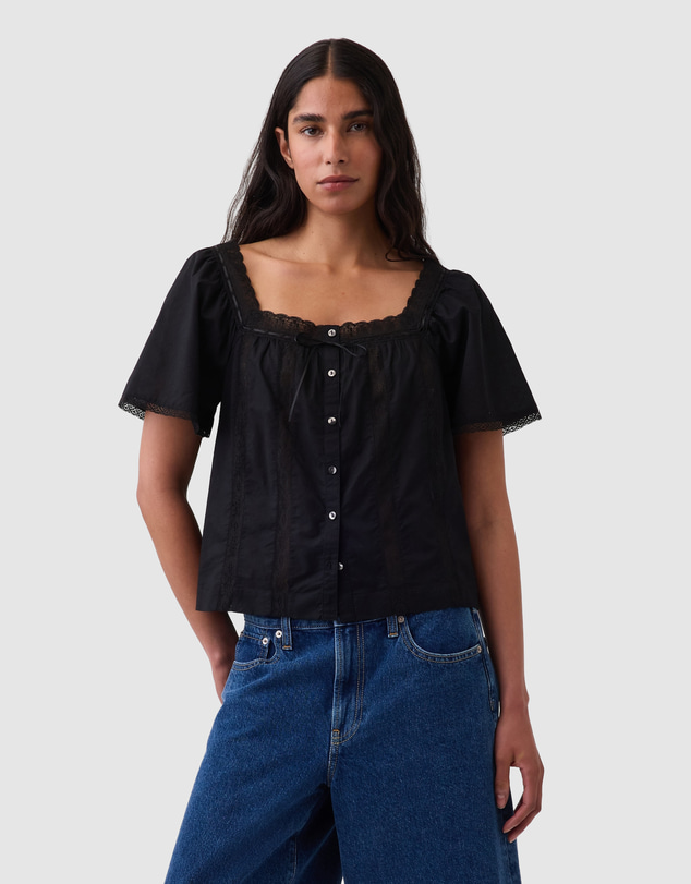 GAP - SS Lace Femme Square Neck Top