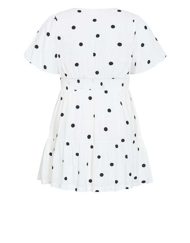 City Chic - Winslow Spot Print Mini Dress - Ivory